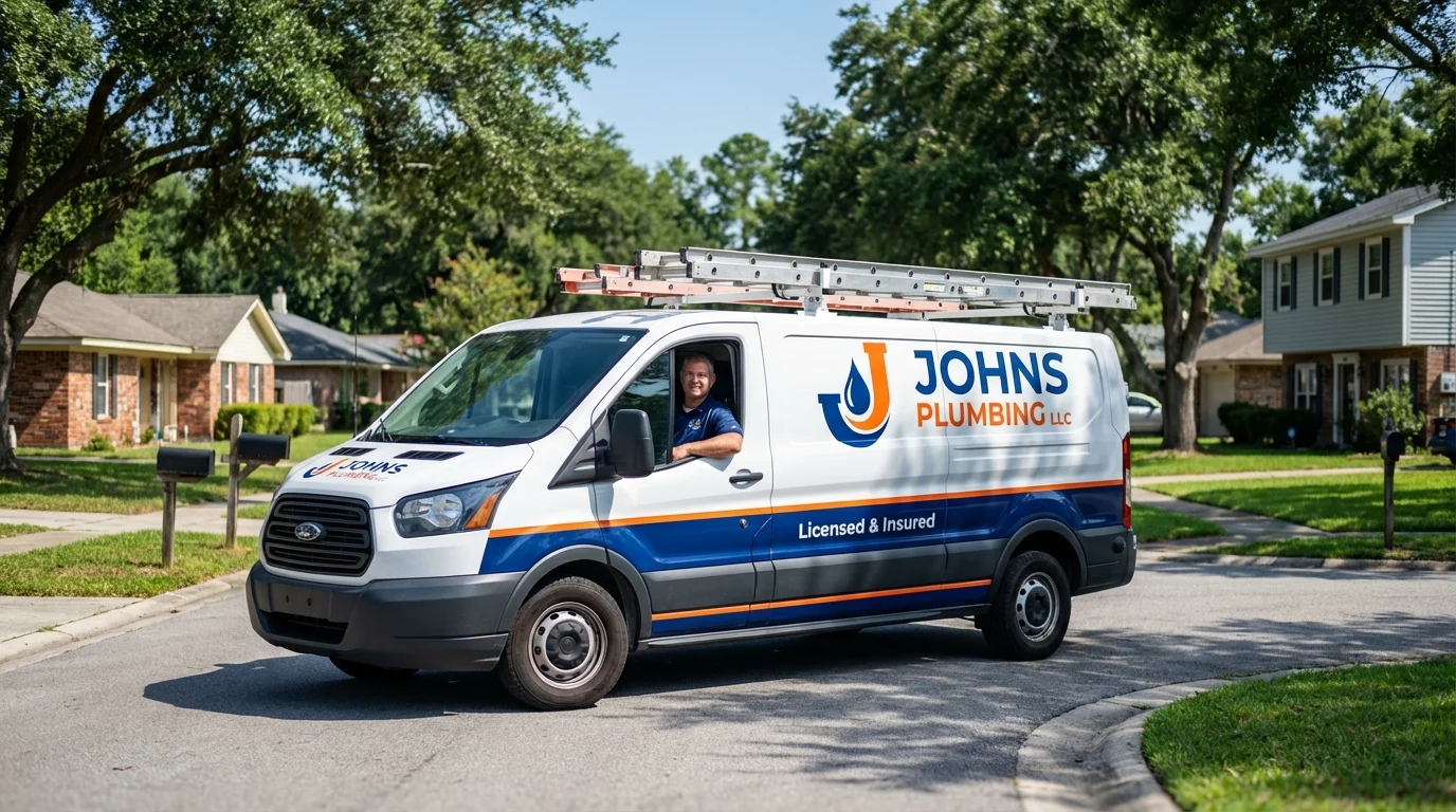 Johns Plumbing LLC service van in Aransas Pass, TX