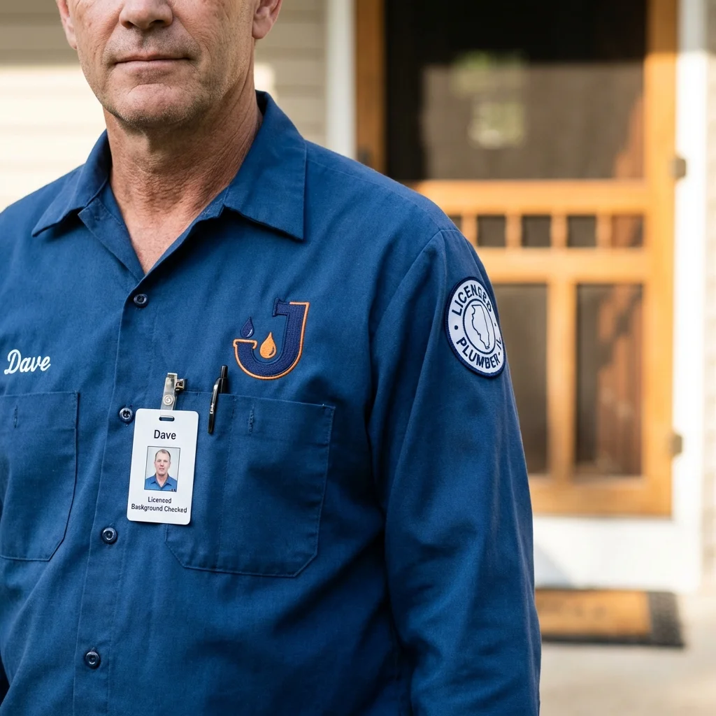 Licensed plumber showing ID badge in Aransas Pass, TX