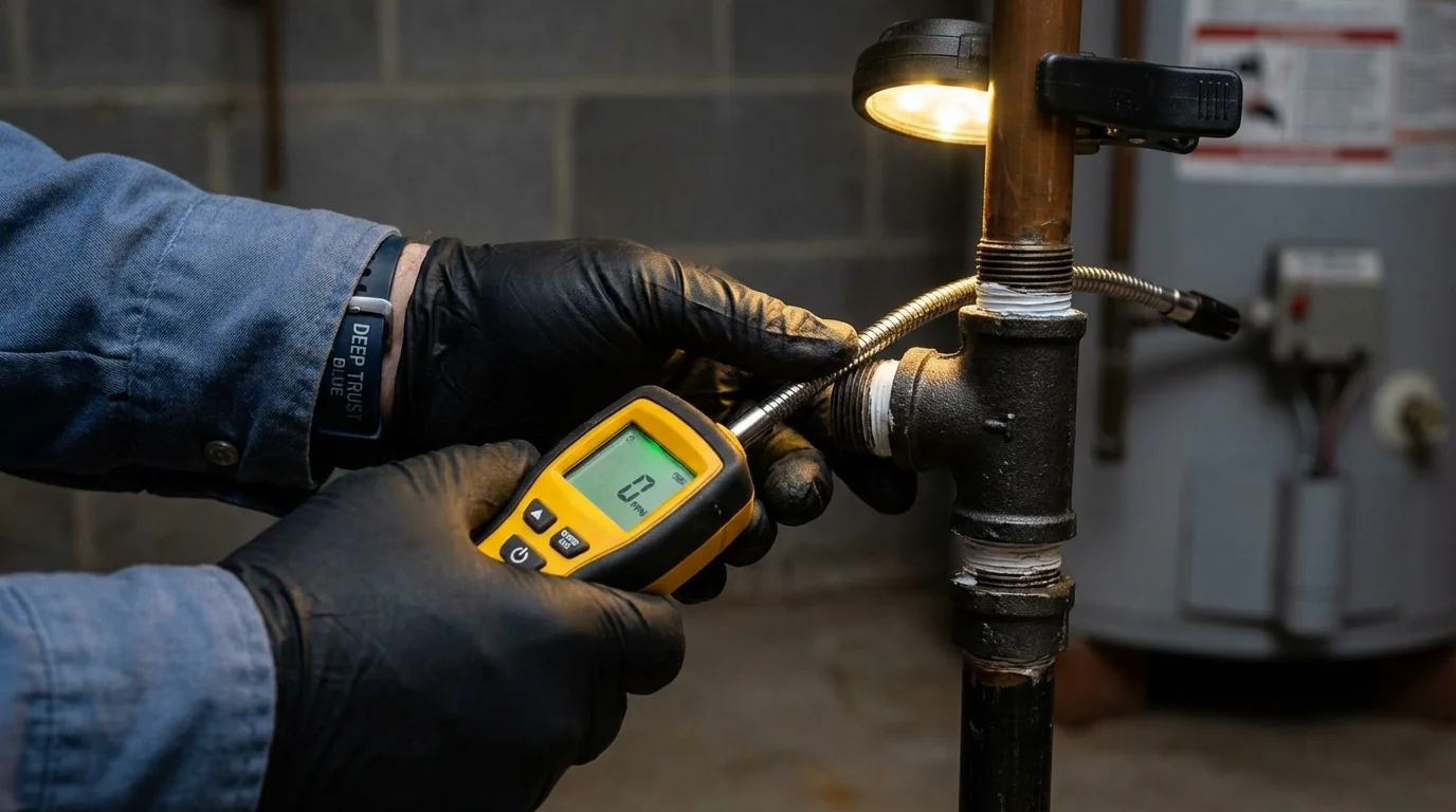 Gas leak detection with electronic sniffer by Johns Plumbing LLC in Aransas Pass