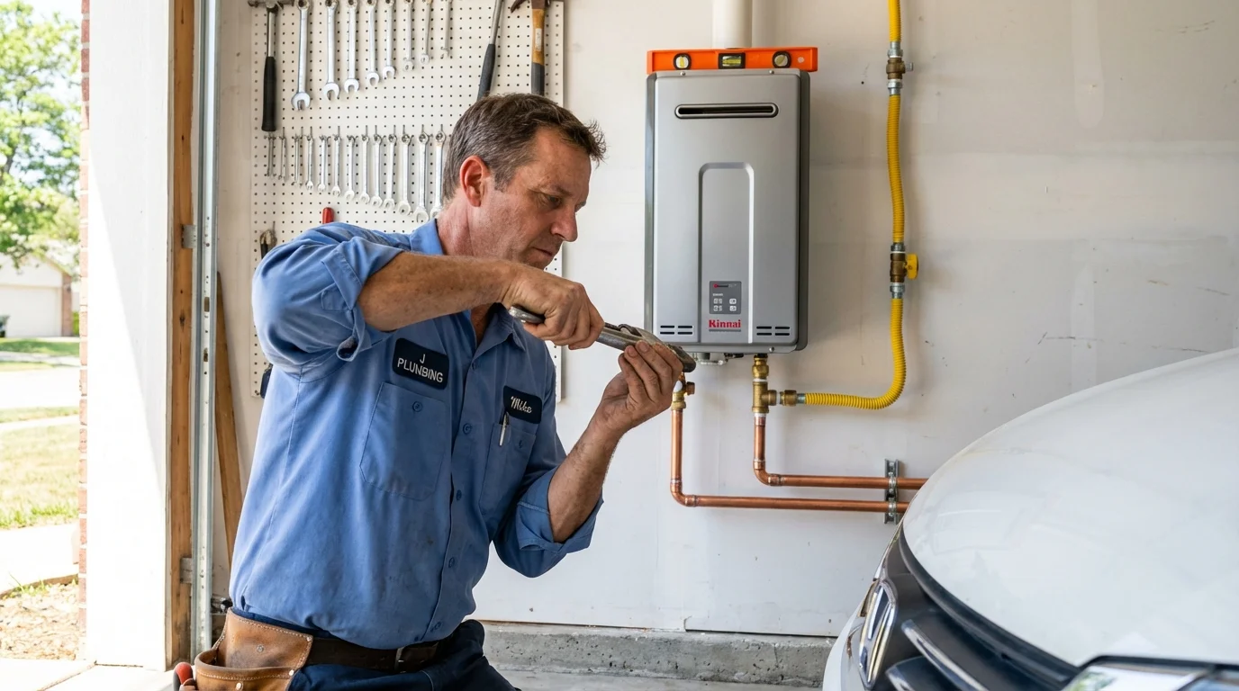 Tankless water heater installation by a Johns Plumbing LLC plumber in Aransas Pass