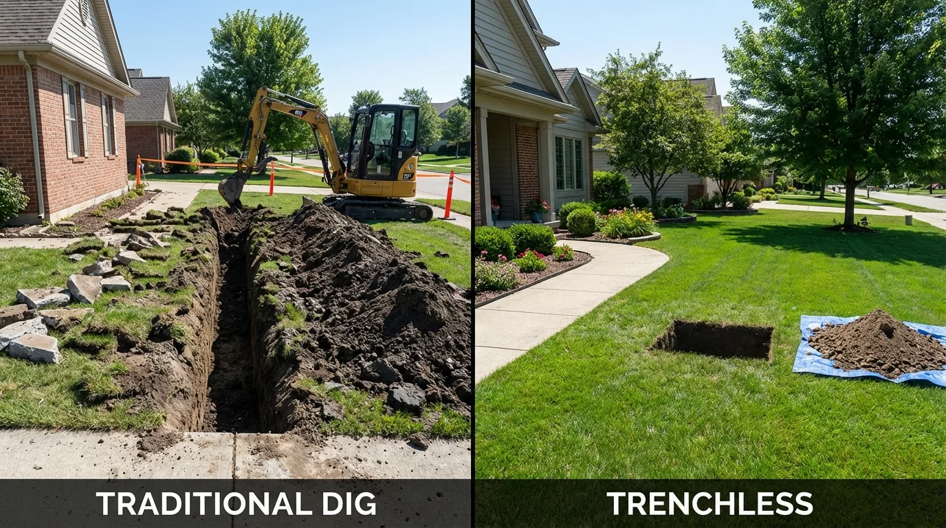 Trenchless sewer repair with minimal yard damage versus traditional excavation in Aransas Pass, TX